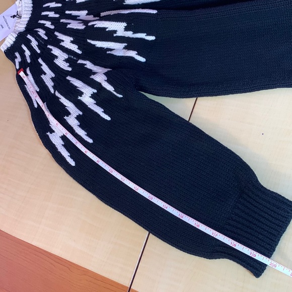 525 America wool sweater pullover turtleneck knit contrast cotton zigzag retro L - Picture 8 of 16